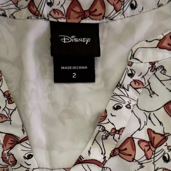 Disney Aristocats Shirt Georgette Marie Harper Tunic Top 2 Plus White Cats L - Picture 1 of 5